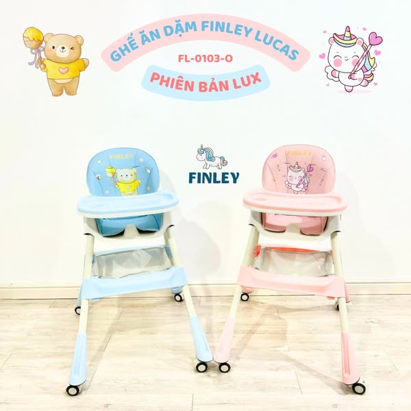 Ghế ăn dặm gấp gọn đa năng Finley Lucas đệm dày và êm (2 Màu)