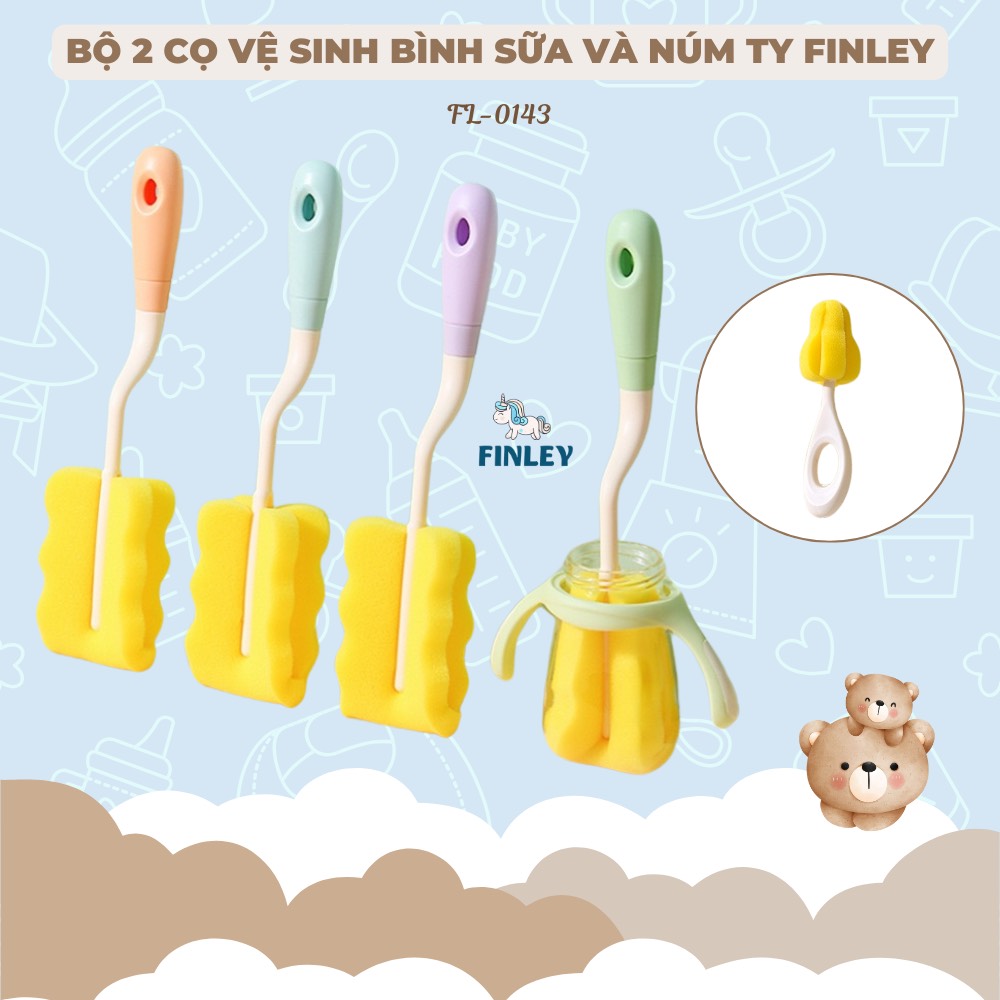 Set hai cọ rửa bình sữa và núm ty Finley Moonie đa năng (4 Màu)