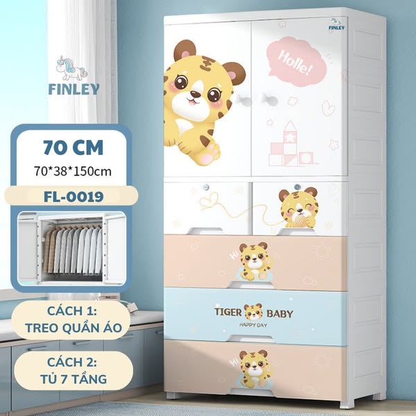 Tủ nhựa treo quần áo, gấp gọn đa năng Finley Hổ Hồng (5 Tầng)