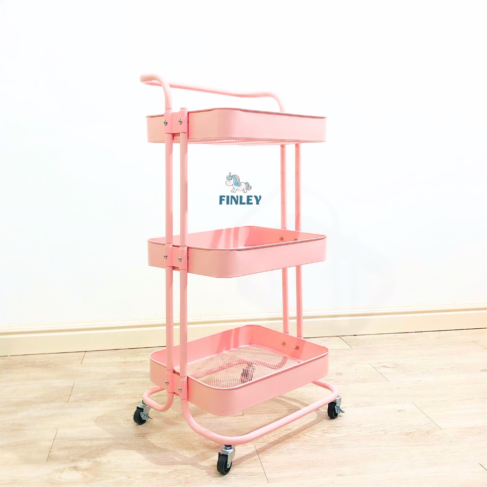Kệ sắt đa năng - Kệ bỉm sữa FINLEY HOKO tay đẩy  Hồng  (3 Tầng )