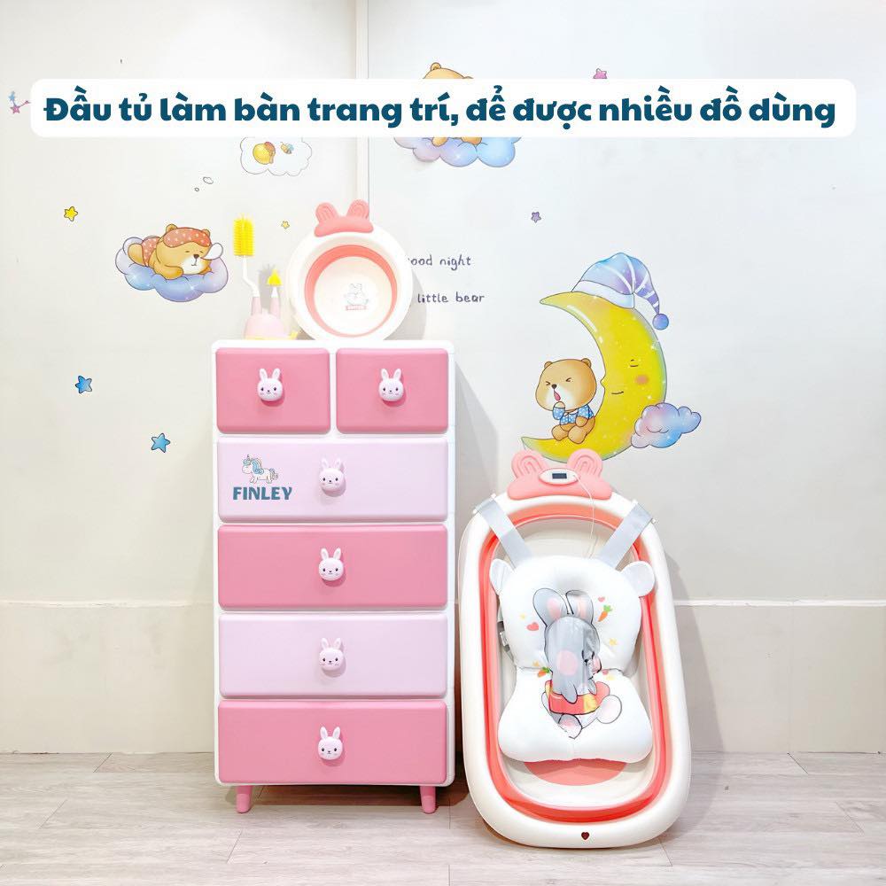 Tủ nhựa ngăn kéo quần áo gấp gọn đa năng Finley  hồng (6 Tầng)