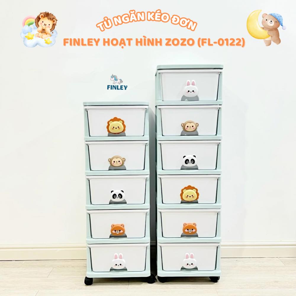 Tủ nhựa đơn gấp gọn đa năng Finley zozo tay nắm hoạt hình (5 Tầng)