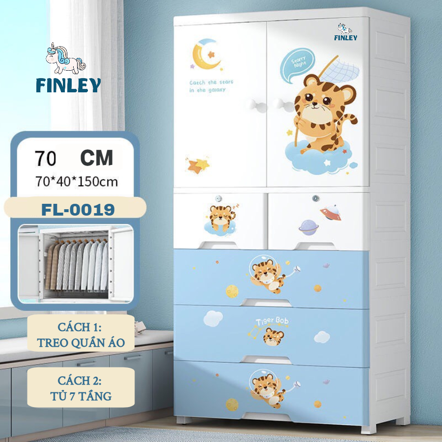 Tủ nhựa treo quần áo, gấp gọn đa năng Finley Hổ Xanh (5 Tầng)