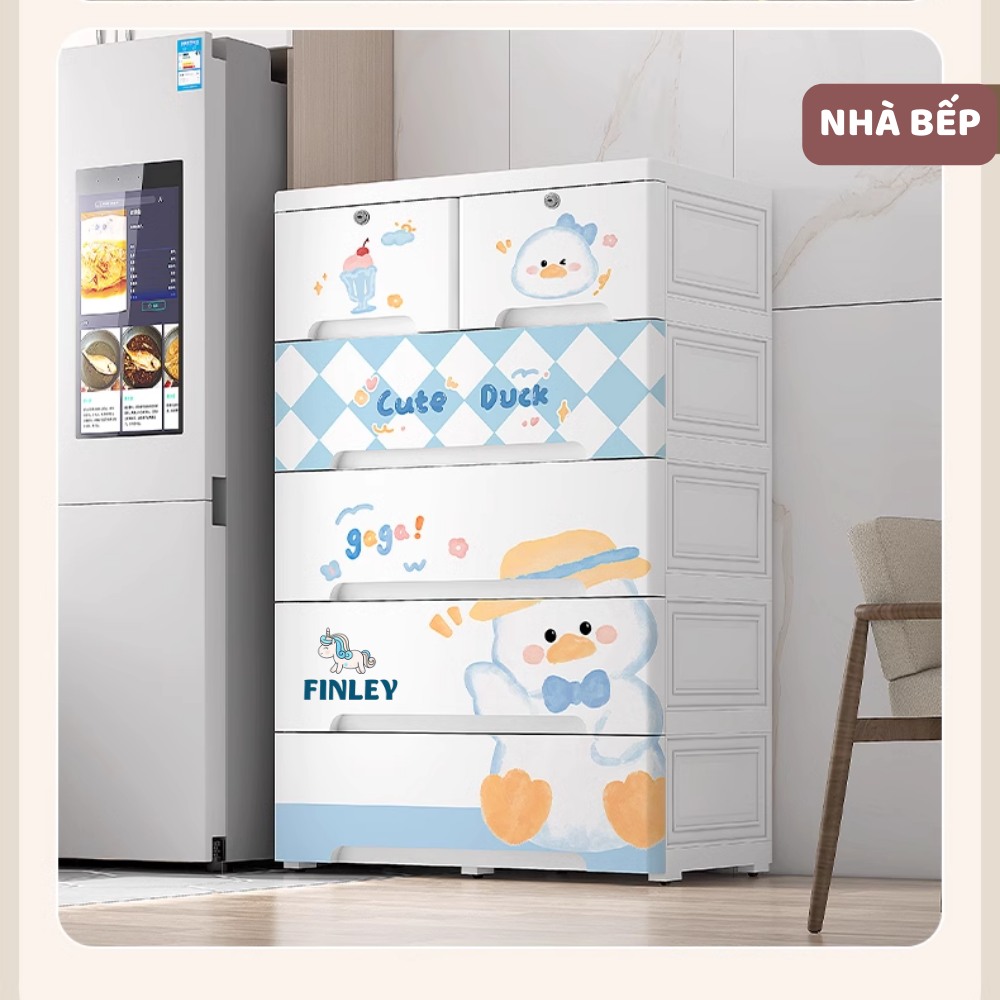 Tủ nhựa ngăn kéo bỉm, quần áo gấp gọn đa năng Finley vịt  (5 Tầng)