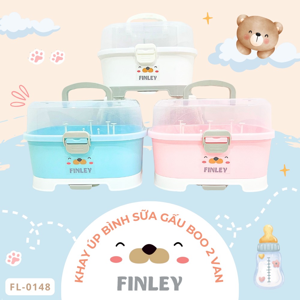 Khay úp bình sữa Finley Gấu Boo hai van đa năng, tiện lợi (3 Màu)