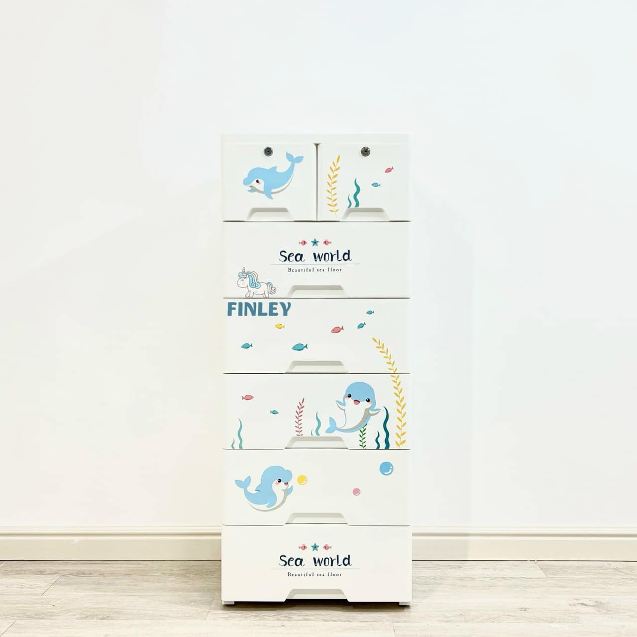 Tủ nhựa ngăn kéo quần áo gấp gọn đa năng Finley  cá voi (5 Tầng)