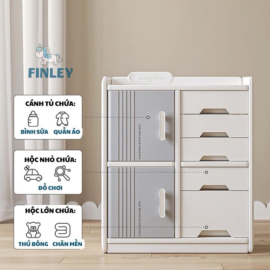 Tủ kệ bỉm đựng đồ chơi, quần áo, đồ dùng Finley ivan kem (Size M)