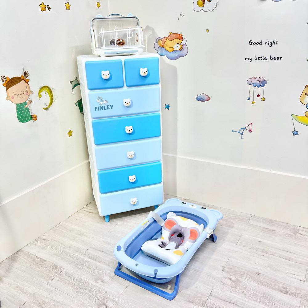 Tủ nhựa ngăn kéo quần áo gấp gọn đa năng Finley  xanh (4 Tầng)