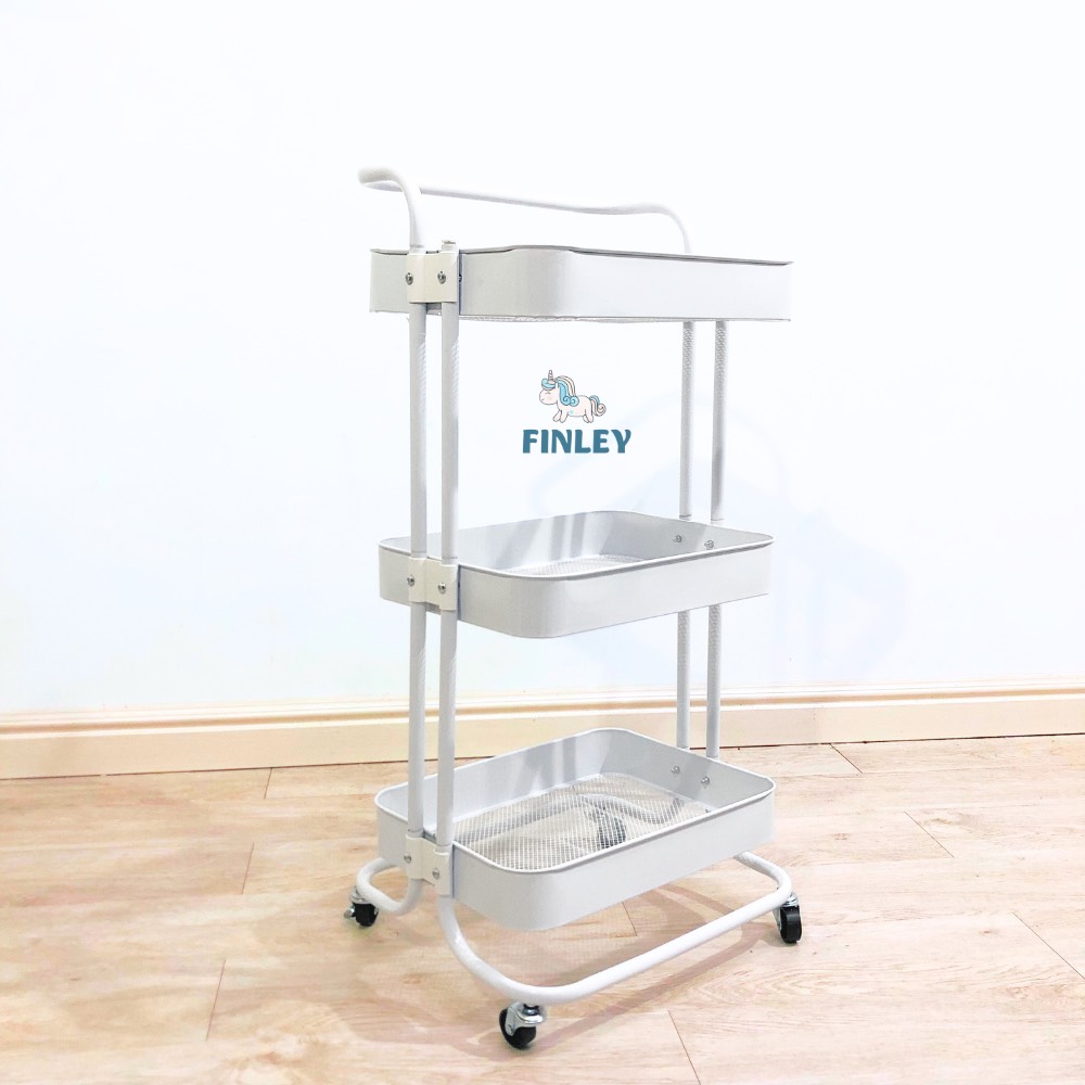 Kệ sắt đa năng - Kệ bỉm sữa FINLEY HOKO tay đẩy Trắng (3 Tầng )