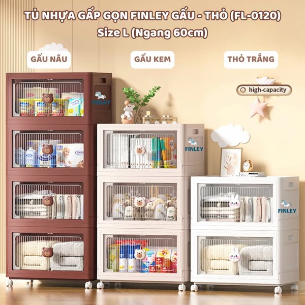Hướng dẫn lắp đặt Tủ gấp gọn FINLEY gấu thỏ 1T-3T-4T (Size ngang 60cm) FL-120