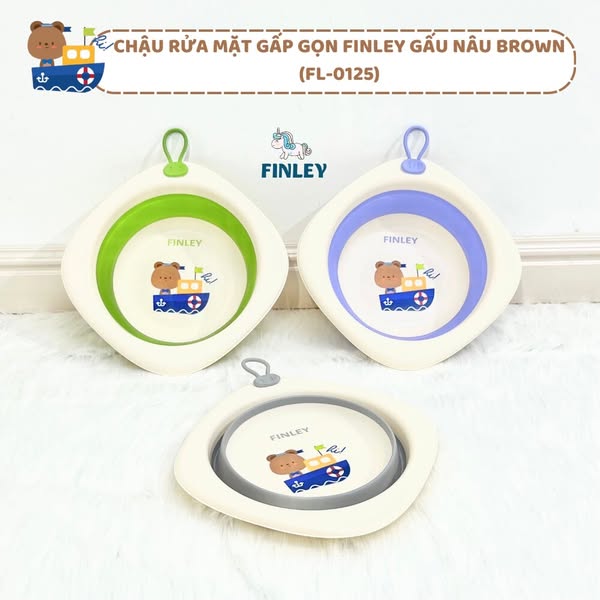 Chậu rửa mặt gấp gọn đa năng tiện lợi Finley Gấu Nâu (3 Màu)