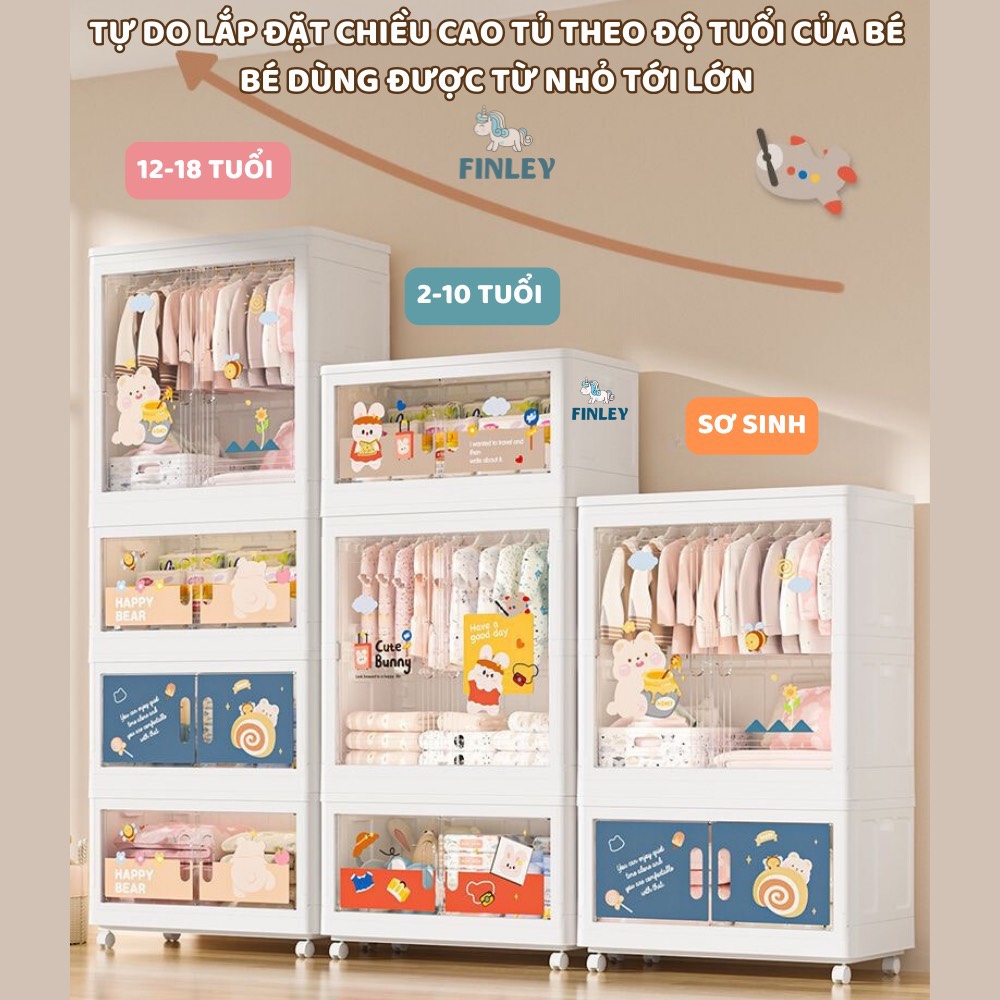 Hướng dẫn lắp đặt Tủ nhựa gấp gọn FINLEY Gấu Bear & Thỏ Bunny 2 cánh 4 tầng FL-0118