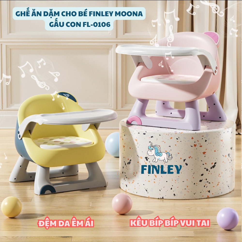 Ghế ăn dặm-Ghế tập ngồi gấp gọn FINLEY Moona Gấu con (2 Màu)