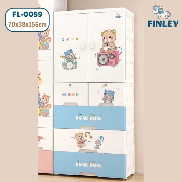 Tủ nhựa treo quần áo, gấp gọn đa năng Finley Gấu Nâu (5 Tầng)