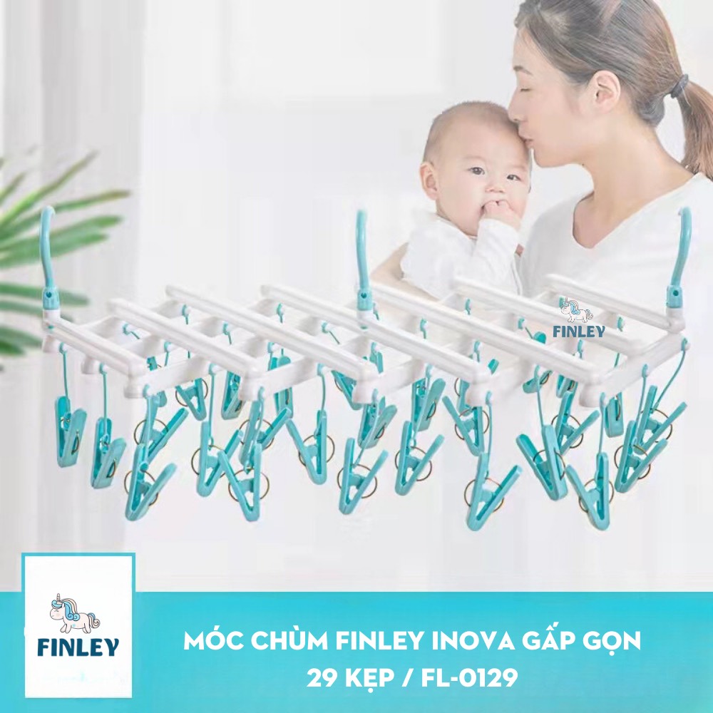 Móc xếp phơi quần áo đa năng tiện lợi cao cấp  FINLEY  (29 Kẹp)