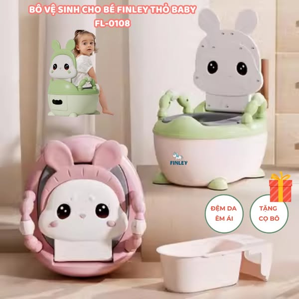 Bô vệ sinh cho bé tiện lợi FINLEY Thỏ BABY có đệm êm (2 màu)