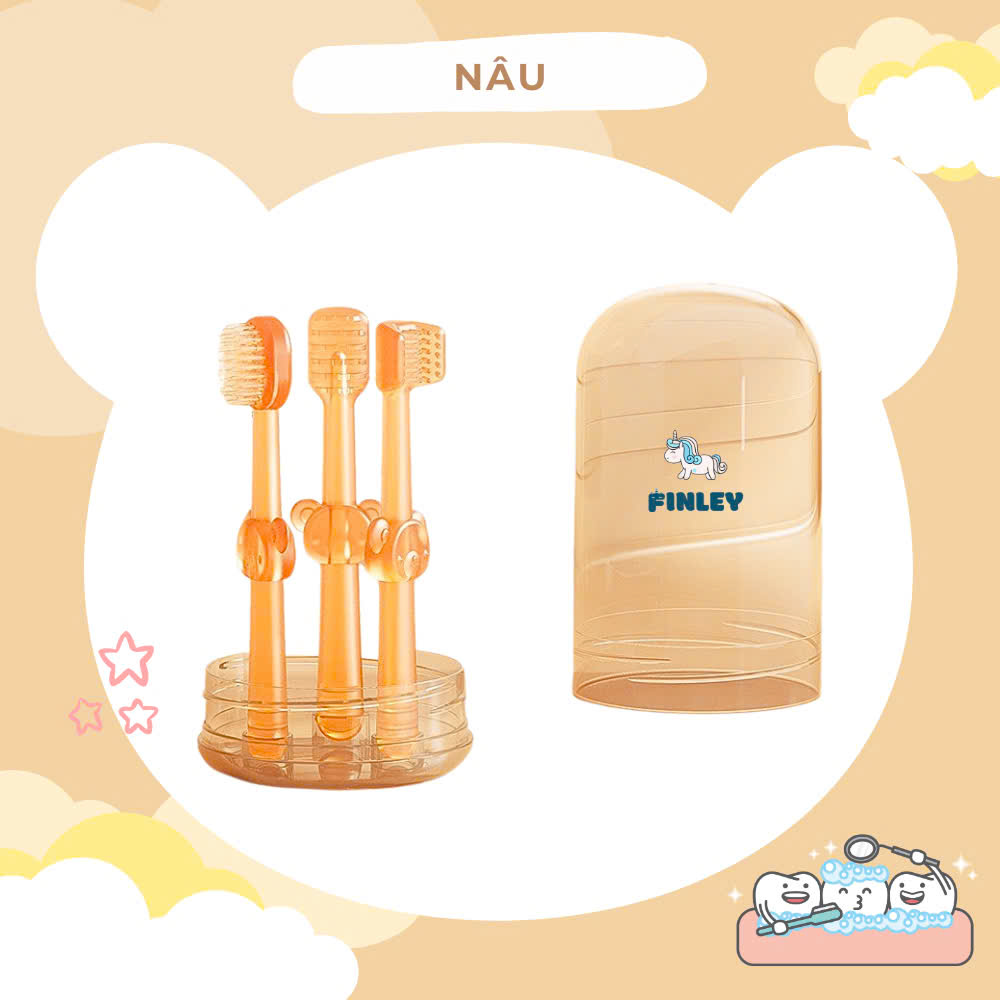 Bộ rơ lưỡi & bàn chải đánh răng - cốc nước FINLEY  Nâu (4 Món)