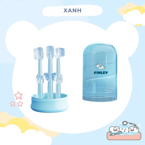 Bộ rơ lưỡi & bàn chải đánh răng, cốc nước FINLEY Xanh (4 Món)