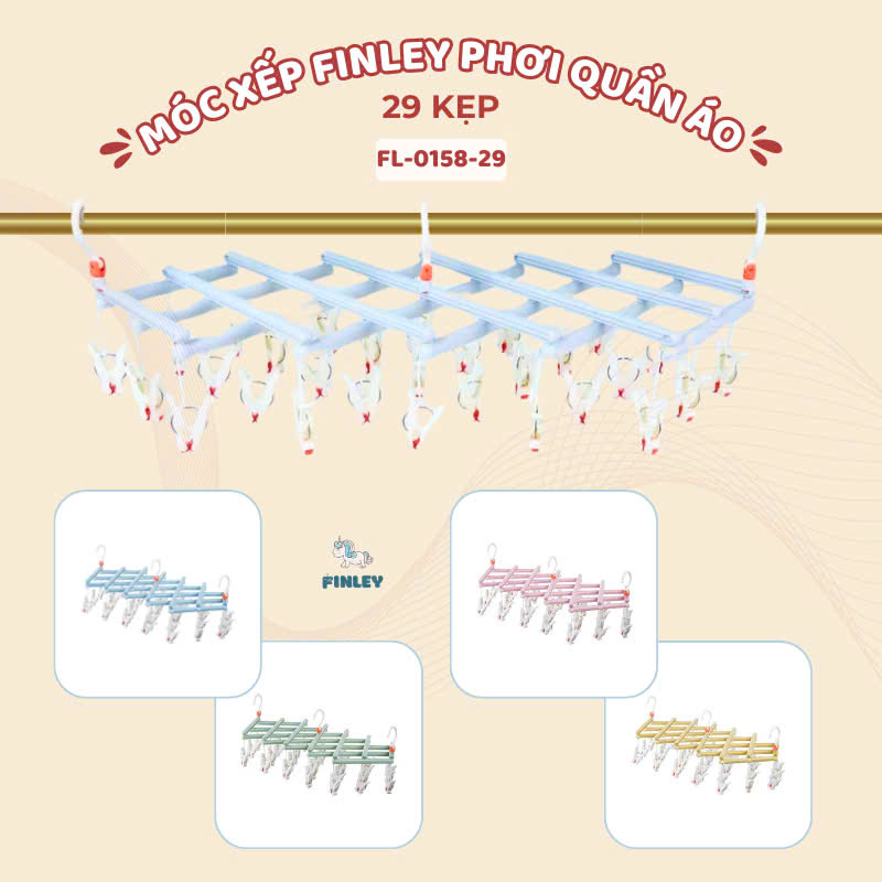 Móc xếp phơi quần áo đa năng tiện dụng FINLEY INOVA (29 Kẹp)