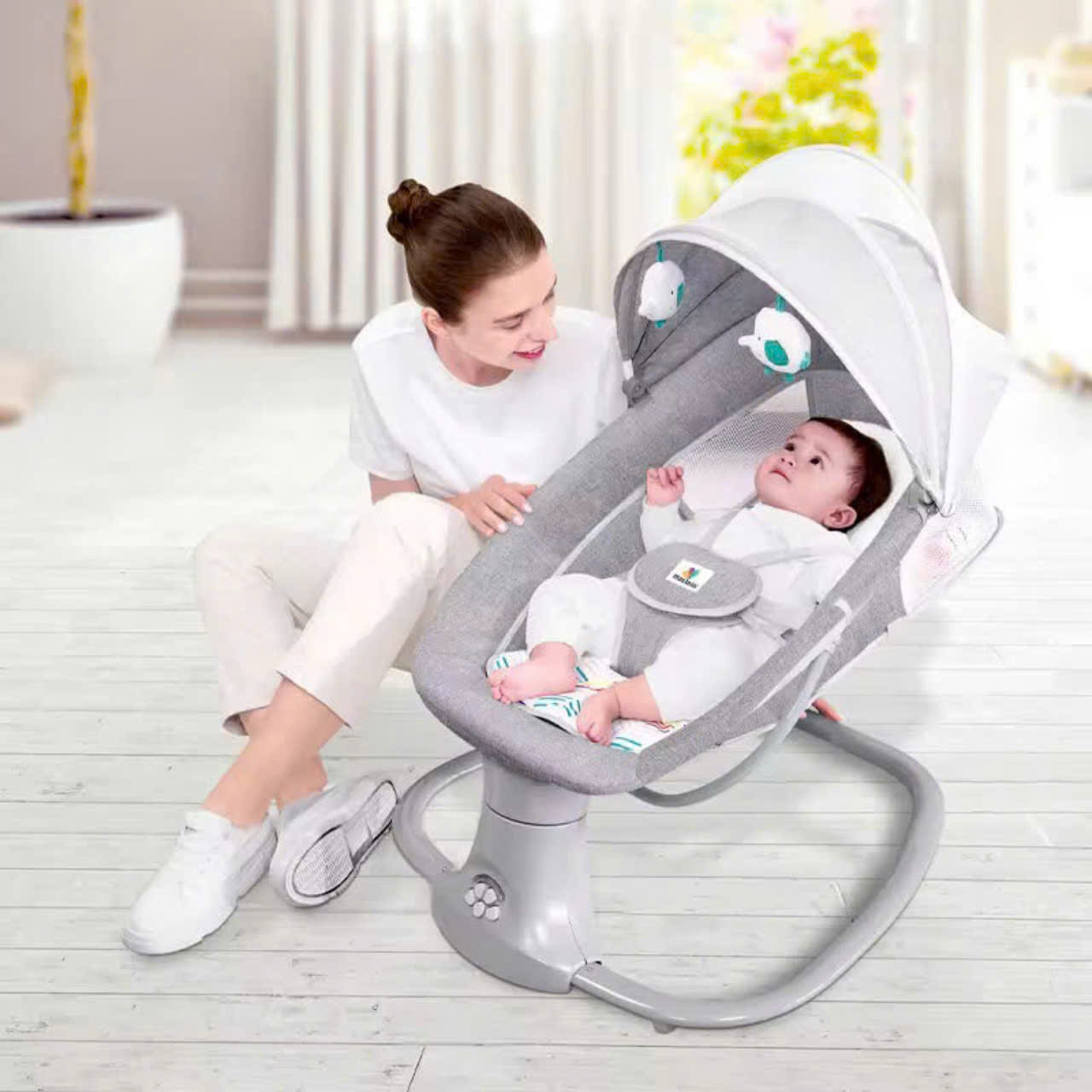 Nôi điện ru ngủ Mastela tự động tiện lợi cao cấp gấp gọn  (2 Màu)